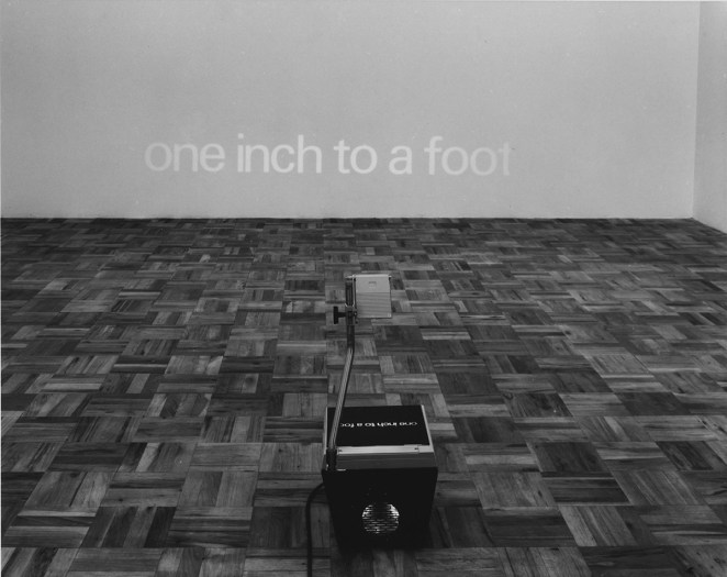 John Knight One Inch to a Foot, 1971 Overhead projector, photo-negative glass plate Overall: 26 1 /2 x 112 x 144 inches (71.1 x 284.5 x 365.8 cm)