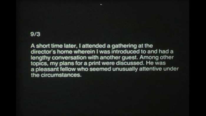 John Knight MacGuffin 8-2975, 1975 Black and white 16mm film 9 minutes 37 seconds, looped