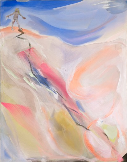 Sophie von Hellermann, Standing at the top of a slippery slope, 2013, Pigment and acrylic emulsion on canvas, 90 1/2 x 71 inches