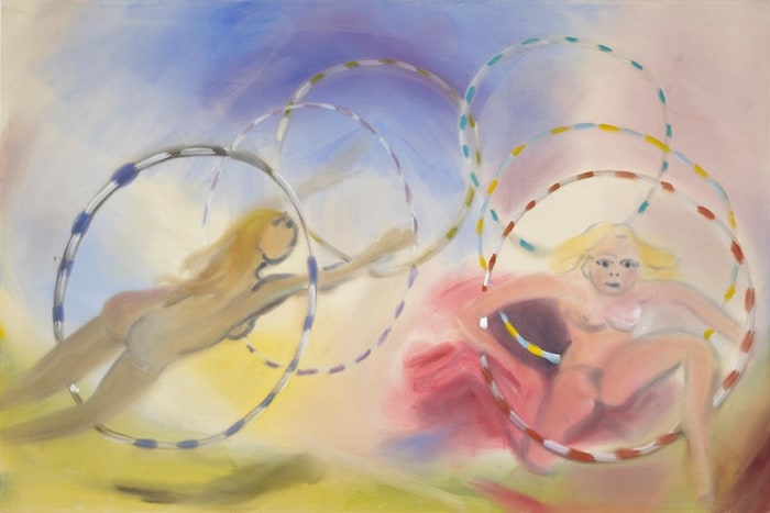 Sophie von Hellermann, Jumping Through Hoops, 2013, Pigment and acrylic emulsion on canvas, 79 1/4 x 118 3/8 inches