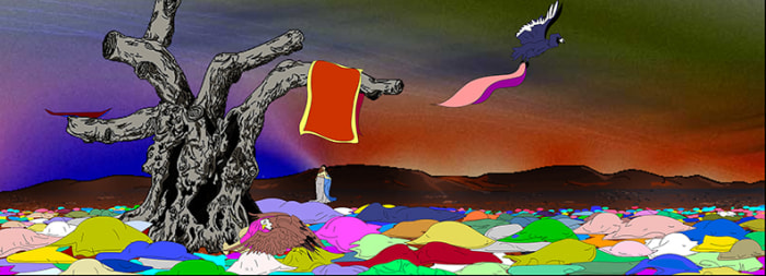 My birds... trash... the future., 2004 (still), two channel digital projection installation