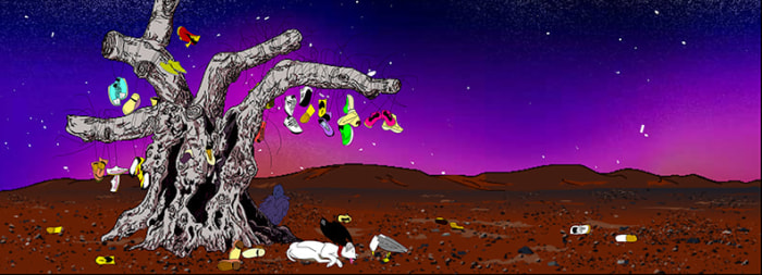 My birds... trash... the future., 2004 (still), two channel digital projection installation