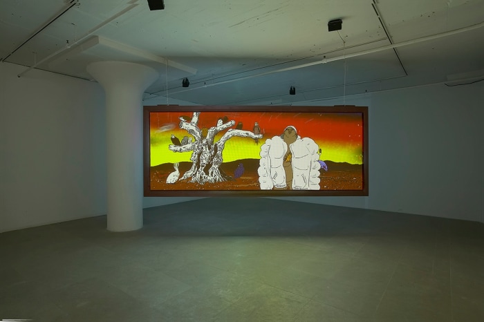 My birds... trash... the future., 2004, two channel digital projection installation, Installation view, Greene Naftali, New York, 2004