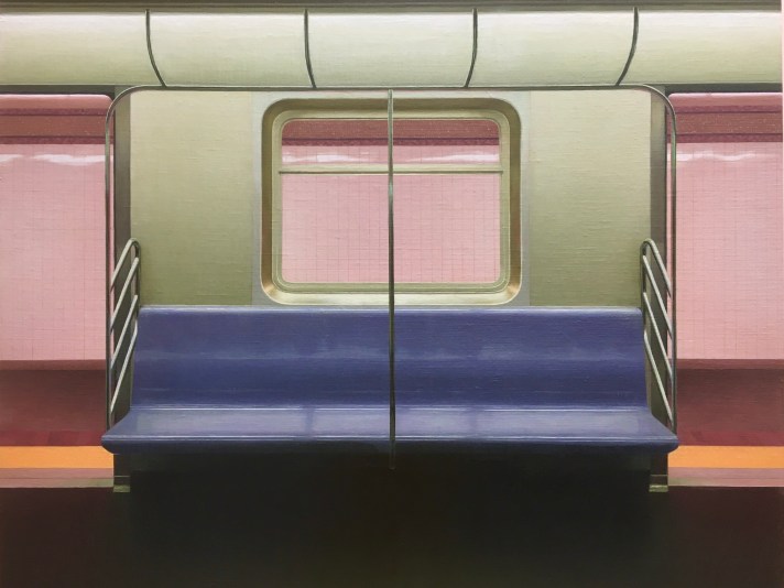 E Train, 24" x 30", Oil on linen-mounted panel 