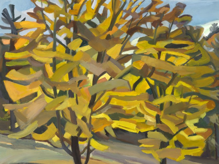 Two Trees Yellow , Martha Armstrong, Oil On Canvas