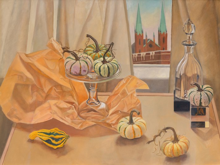 Melon High - Penelope Harris - Oil On Paper Mounted On Board