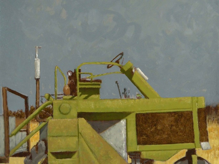 Ted Walsh, Green Tractor, Oil On Canvas