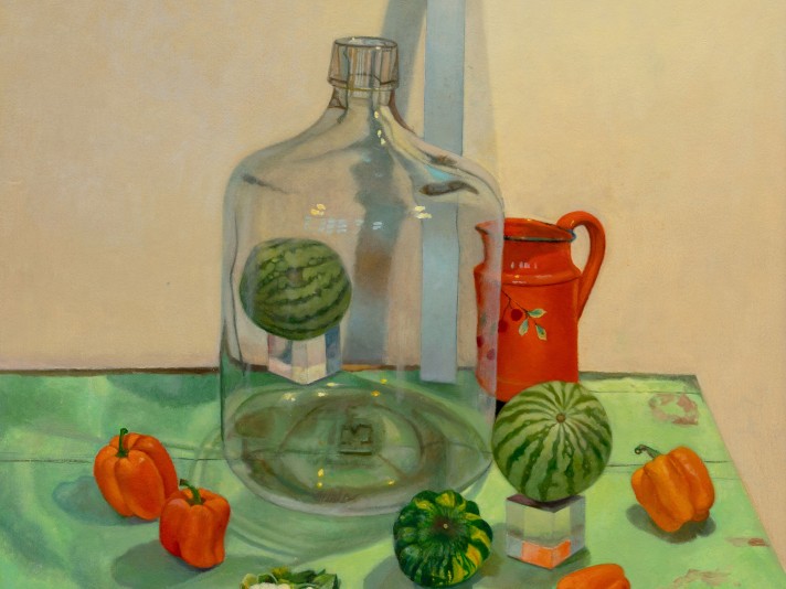 Melon High - Penelope Harris - Oil On Paper Mounted On Board