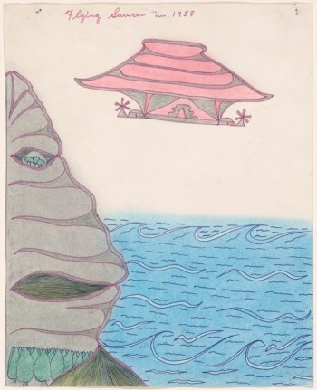 Drawing by Joseph E. Yoakum titled Flying Saucer in 1968