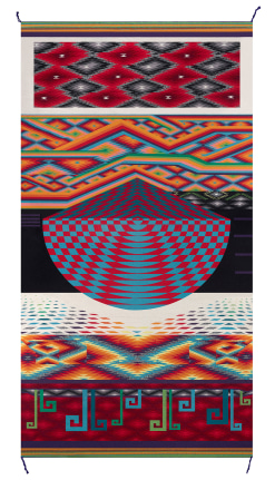 World Traveler, 2014, Wool warp, weft, selvedge cords, and aniline dyes