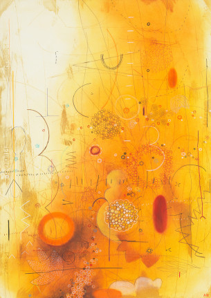 Navigating the Prairie I (#1587), 2021, Mixed media on paper mounted on canvas