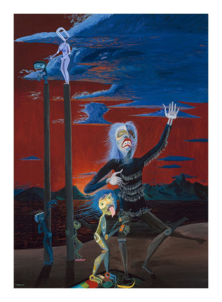 Shaman Dancing in Sunset, 1989, Acrylic on canvas