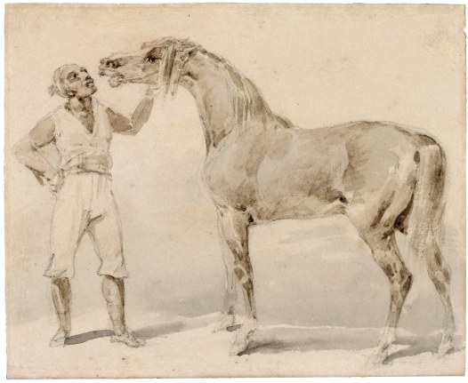 Théodore Géricault  Groom Presenting a Horse, 1823  Watercolor, brush and ink, with pencil on paper 3 5/8 x 4 1/2 inches