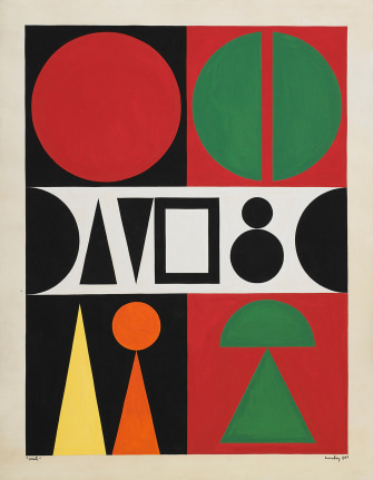 Auguste Herbin, Voile, 1948    Gouache on paper 15 3/4 x 11 3/4 inches