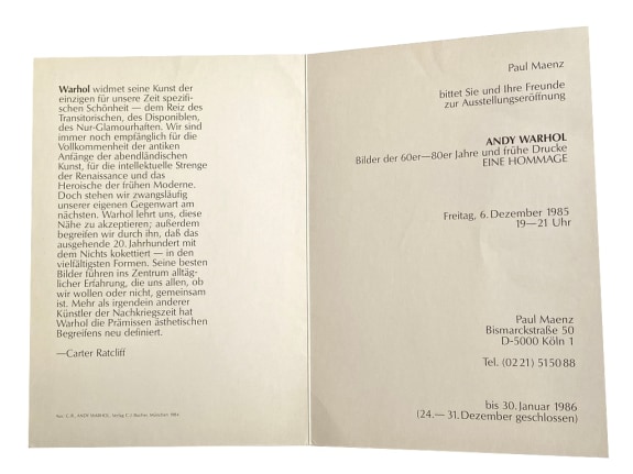 Andy Warhol, Robert Mapplethorpe, Paul Maenz, Alternate Projects