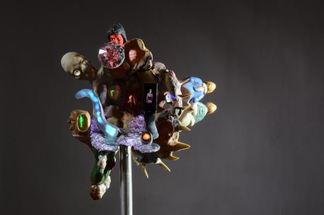 Three Penny, 2011. Steel stand, projection and mixed media, 17 x 8 x 21.5 inches (43.2 x 20.3 x 54.6 cm). MP 593
