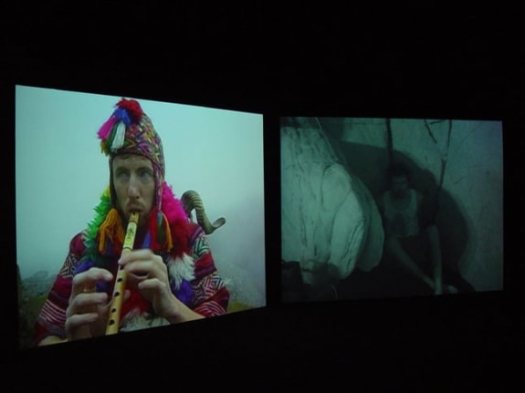 Installation view from "Home," 2003. Dual screen DVD shot with digital camera, 32 minutes. Edition of 5. MP V-7
