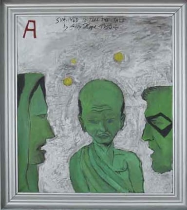 Survived To Tell The Tale, 2007. Oil and silver bronze on canvas, 33-5/8 x 37-3/4 inches (image) (82.2 x 92.1 cm). MP 11
