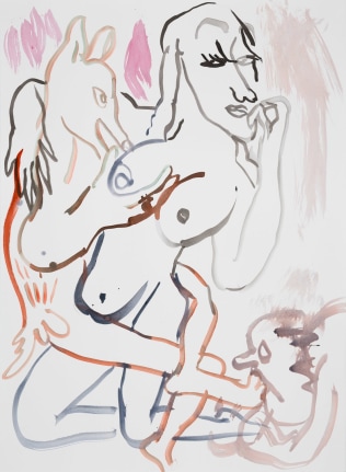 It Takes Two, 2017. Watercolor on paper mounted to dibond, 29 3/8 x 21 1/2 inches (74.6 x 54.6 cm).