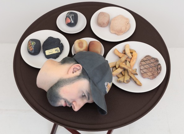 Josh Kline, Keep The Change (Texas Roadhouse Waiter's Head with Cap), 2018.