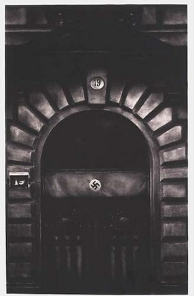 Untitled (exterior street door, Berggasse 19, Vienna 1938), 2000. Graphite and charcoal on mounted paper, 96 x 60 inches (243.8 x 152.4 cm). MP D-390
