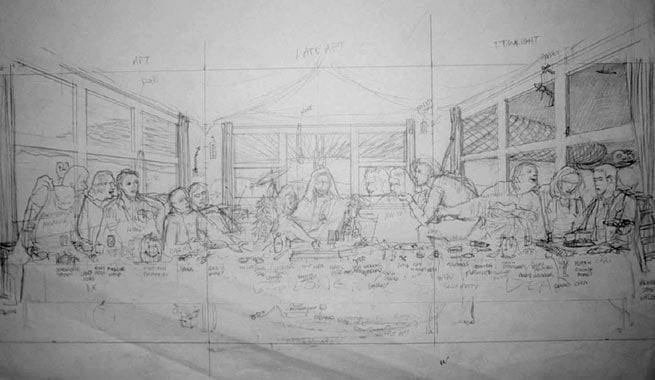 Study for Sinnorama, 1990. Graphite on paper, 14 x 17 inches. MP d-327