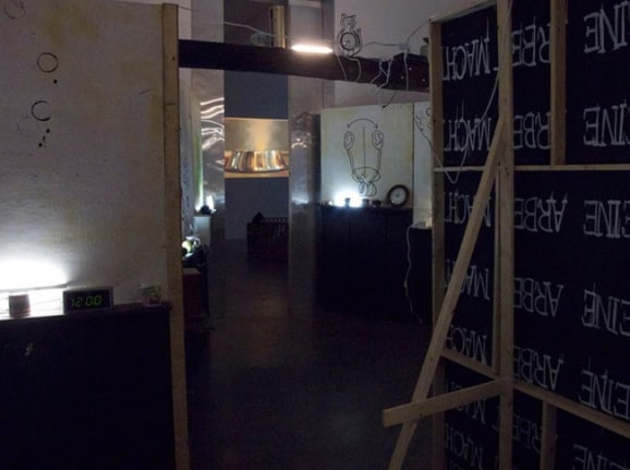 Grundlegung Zur Krankisch Grundrisse Kopf bis Magen Innere Wirkung Natur Kapputt Aus Gemacht, 2011. Four-channel film and mixed media, dimensions variable. MP 26