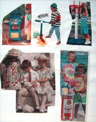 Mike Kelley, Subliminal Depiction of Coital and Lesbian Activities, 1995. Collage on paper, 14 x 10-5/8 inches. MP 9525