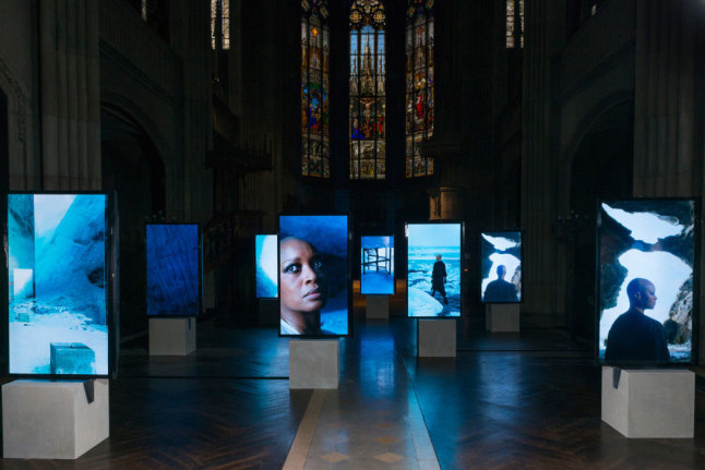 Stones Against Diamonds (Ice Cave), 2015. Ten portrait screens with HD playback, 58 minutes 28 seconds.