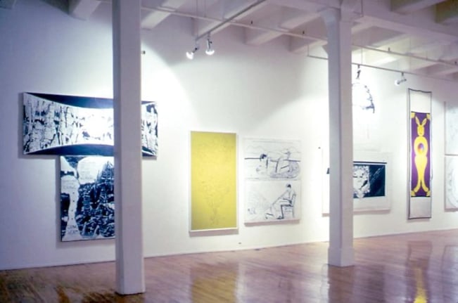 &quot;Plato&#039;s Cave, Rothko&#039;s Chapel, Lincoln&#039;s Profile,&quot; installation view, 1986. Metro Pictures, New York.
