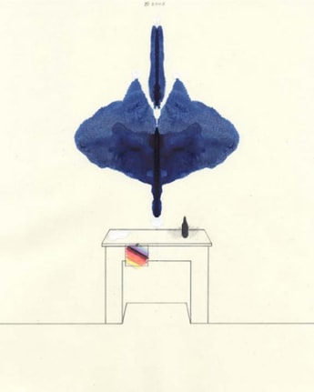 Another Mouth to Feed (in Blue), 2003. Graphite, ink, colored pencil, and ball point pen on paper, 10 1/2 x 8 inches. MP D-83