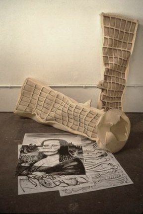 Dream Object ("At 5 AM I needed to go to a B of A to withdraw some money), 1996. Marker, paper, foam and wire, 24 x 19 inches (drawings), dimensions variable. MP 49