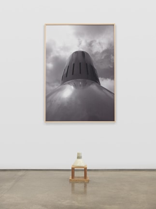 Untitled (Beige Lampshade), 1987. Beige metal lampshade, wood, dye sublimation print,