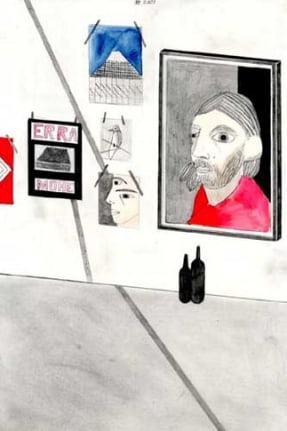 A Friend's Studio. Graphite and watercolor on paper, 12 x 7-3/4 inches (image) (30.5 x 15.9 cm); 19-3/4 x 14-3/4 inches (frame) (46.4 x 33.7 cm). MP D-208