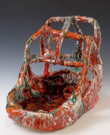 Bread Basket, 2007. Ceramic, formica pedestal. Sculpture: 17.5 x 23 x 16 inches (44.5 x 58.4 x 40.6 cm); pedestal: 40 x 30 x 23 inches (101.6 x 76.2 x 58.4 cm). MP 24