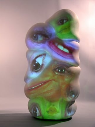 Tony Oursler , Jumble, 2004. Fiberglass sculpture, Sony VPL CS5 projector, DVD, DVD player, 59 x 31 x 17 inches. MP 432