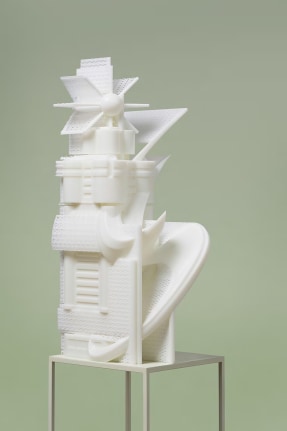 Dalian Telecom Hub Building #4, 2017. 3D-print photopolymer resin, 23.5 x 22 x 53 cm.