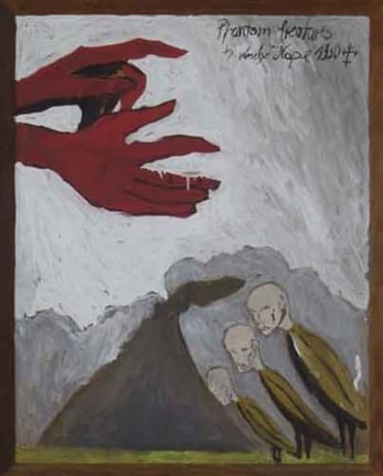 Phantom Creatures, 2007. Oil and silver bronze on hard masonite, 19-1/2 x 24-1/4 inches (47 x 60.3 cm). MP 18