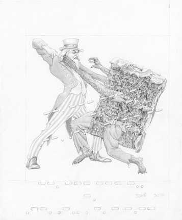 Study for Uncle Sam fighting cake slice, 2017