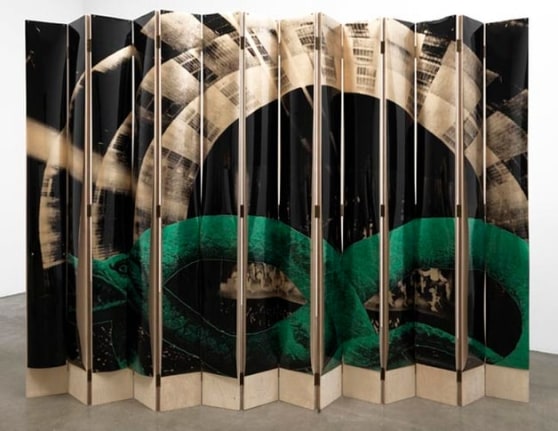 The Heir and Astaire Screen #3, 2010. Acetate, foil, mdf, 14 panels, 82 x 8 1/4 x 1 inches (each panel); 82 x 115.5 x 1 inches (overall). MP 135
