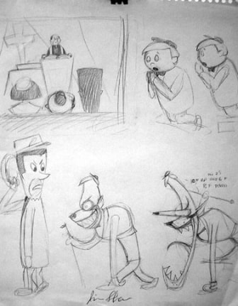 Sketches for the Andersons, 1986. Graphite on paper, 14 x 11 inches. MP D-336