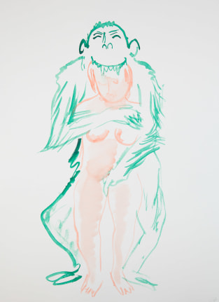 In Thy Tender Care, 2015. Watercolor on paper mounted to dibond, 29 3/8 x 21 1/2 inches (74.6 x 54.6 cm).