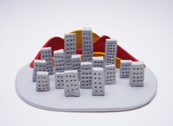 Sunset City, 2017, 20 ceramic sculptures, 5.12 x 10.63 x 9.84 inches (13 x 27 x 25 cm)