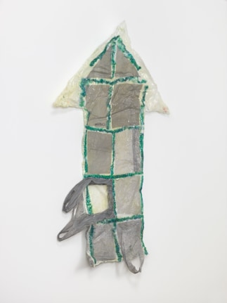 Allyson Vieira, High Rise, 2018. Styrofoam, plastic bags, resin, 71 x 43 1/2 x 3 inches (180.3 x 110.5 x 7.6 cm).