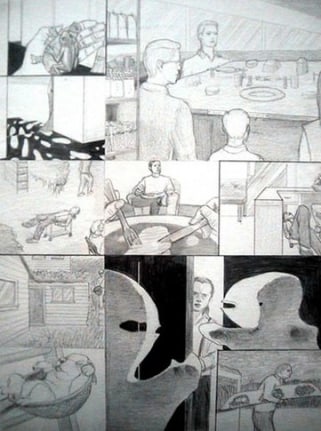 Untitled (I was cleaning) (Dream Drawing Goblins Fork and Knife), 1994. Pencil on paper, 12 x 9 inches. MP d-131