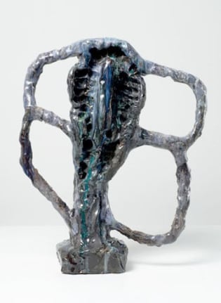 Clover Dear, 2007. Ceramic, formica pedestal. Sculpture: 20 x 17 x 18 inches (50.8 x 43.2 x 45.7 cm); pedestal: 40 x 20 x 20 inches (101.6 x 50.8 x 50.8 cm). MP 36