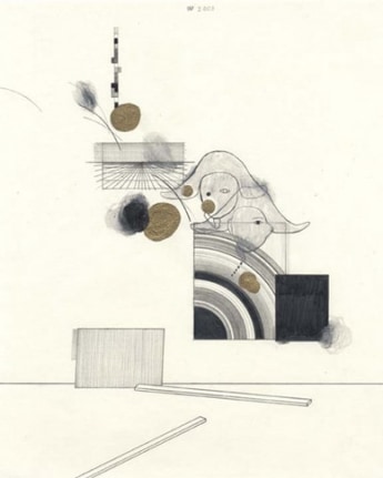 All Eyes on Me, 2003. Graphite, colored pencil and gold ink on paper, 10 1/2 x 8 inches. MP D-64