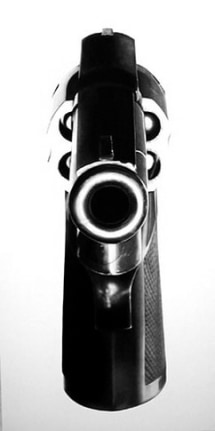 Robert Longo, Untitled (Leger .357/Mercy), 1993/2004. Charcoal on mounted paper, 96 x 48 inches. MP D-617