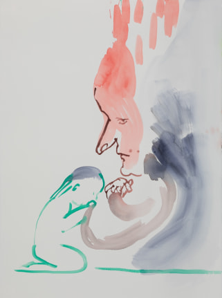 Wear My Silence, 2018. Watercolor on paper mounted to dibond, 29 x 21 1/2 inches (73.7 x 54.6 cm).