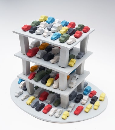 Parking Garage, 2017, 106 ceramic sculptures, 12.2 x 16.54 x 11.02 inches (31 x 42 x 28 cm)